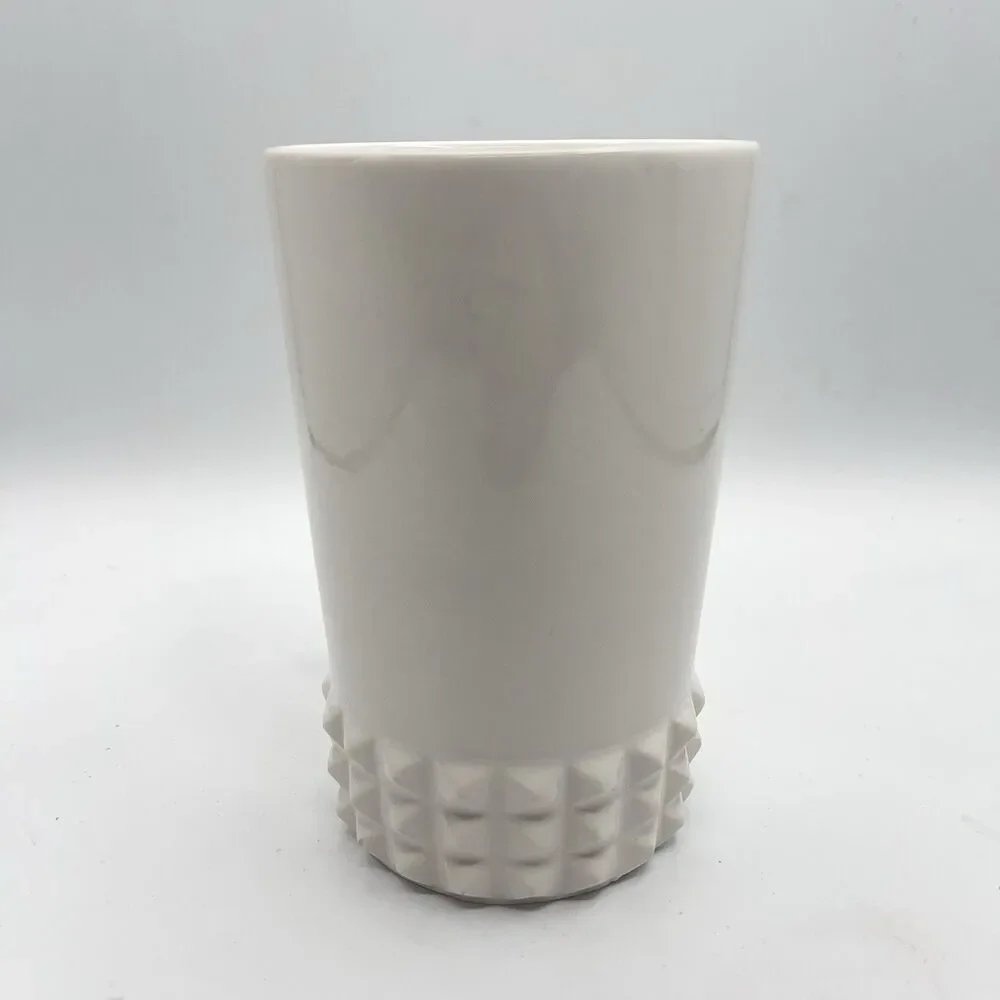 STARBUCKS COFFEE 2014 Tall White Mug Cup Mirror Label Hobnail Base 16 Oz - Picture 8 of 11